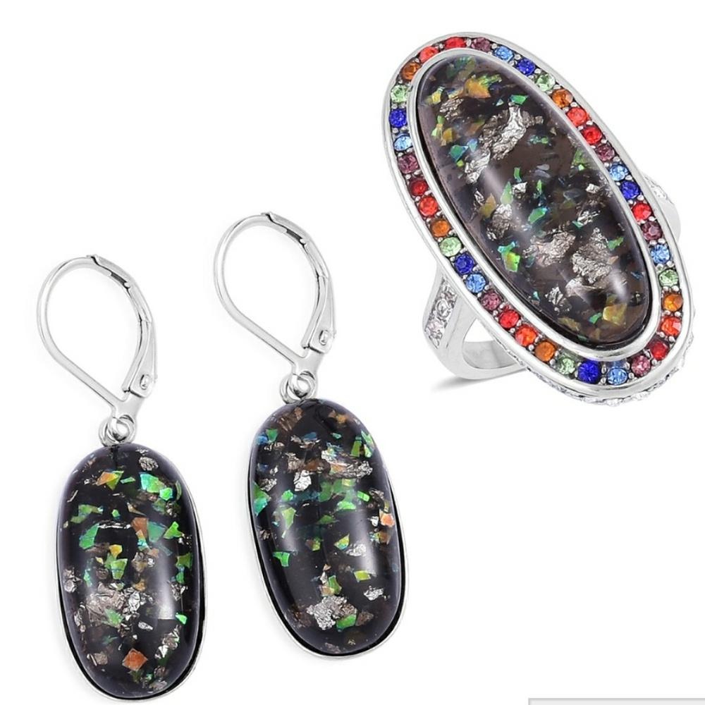 LC Black Opal Multi Color Austrian Crystal